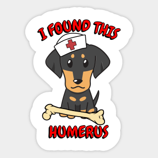 Funny dachshund tells a lame joke Sticker